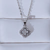 Wholesale Copper Ochain Mixed Gem Inlaid Fourleaf Clover Pendant Necklace With Zircon And Flower Design
