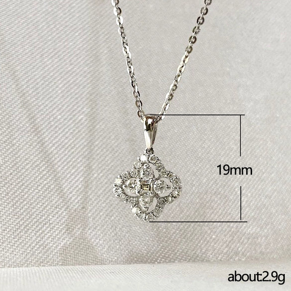 Wholesale Copper Ochain Mixed Gem Inlaid Fourleaf Clover Pendant Necklace With Zircon And Flower Design