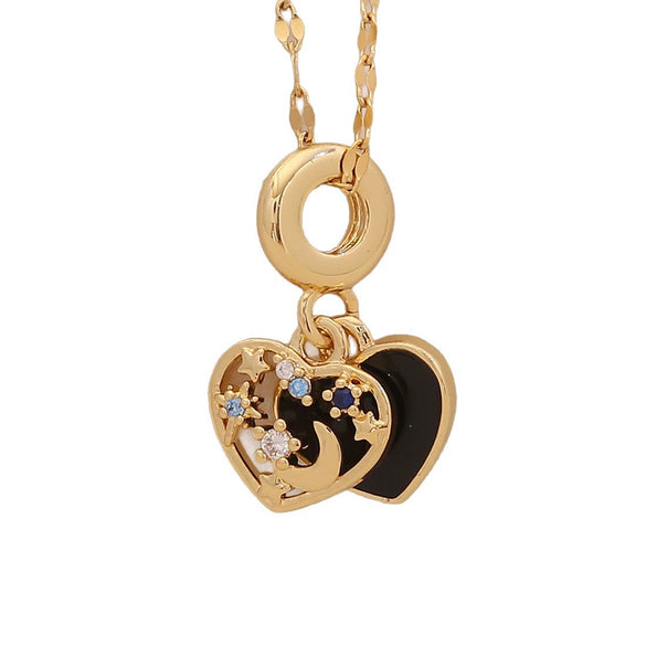 Wholesale Copper Oil Drop Heart Hollow Openable Pendant Necklace For Office Ladies