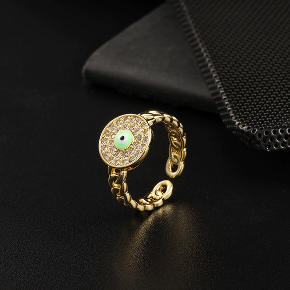 Wholesale Copper Oildrip Zircon Ring Electroplated For Women Fashionable Simple And Cute