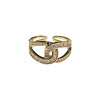 Wholesale Copper Open Ring For Women With Geometric Letters Numbers And Text Pattern And Micro Inlay Design