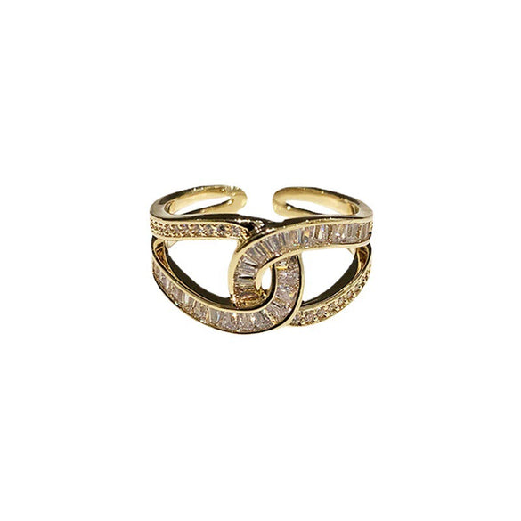 Wholesale Copper Open Ring For Women With Geometric Letters Numbers And Text Pattern And Micro Inlay Design