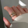 Wholesale Copper Open Ring For Women With Geometric Letters Numbers And Text Pattern And Micro Inlay Design