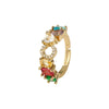 Wholesale Copper Open Ring With Inlaid Color Zirconium And English Letters Electroplated Style For Female