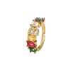 Wholesale Copper Open Ring With Inlaid Color Zirconium And English Letters Electroplated Style For Female