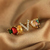 Wholesale Copper Open Ring With Inlaid Color Zirconium And English Letters Electroplated Style For Female