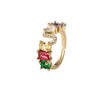 Wholesale Copper Open Ring With Inlaid Color Zirconium And English Letters Electroplated Style For Female