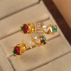 Wholesale Copper Open Ring With Inlaid Color Zirconium And English Letters Electroplated Style For Female