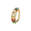 Wholesale Copper Open Ring With Inlaid Color Zirconium And English Letters Electroplated Style For Female