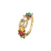 Wholesale Copper Open Ring With Inlaid Color Zirconium And English Letters Electroplated Style For Female