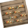Wholesale Copper Open Ring With Inlaid Color Zirconium And English Letters Electroplated Style For Female