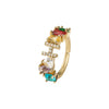 Wholesale Copper Open Ring With Inlaid Color Zirconium And English Letters Electroplated Style For Female