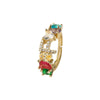 Wholesale Copper Open Ring With Inlaid Color Zirconium And English Letters Electroplated Style For Female