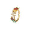Wholesale Copper Open Ring With Inlaid Color Zirconium And English Letters Electroplated Style For Female