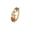 Wholesale Copper Open Ring With Inlaid Color Zirconium And English Letters Electroplated Style For Female
