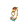 Wholesale Copper Open Ring With Inlaid Color Zirconium And English Letters Electroplated Style For Female