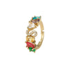 Wholesale Copper Open Ring With Inlaid Color Zirconium And English Letters Electroplated Style For Female