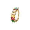 Wholesale Copper Open Ring With Inlaid Color Zirconium And English Letters Electroplated Style For Female