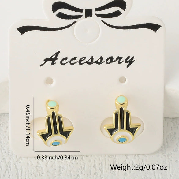 Wholesale Copper Palmshaped Hiphop Geometric Dripping Oil Earrings For Women