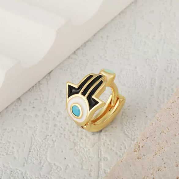 Wholesale Copper Palmshaped Hiphop Geometric Dripping Oil Earrings For Women