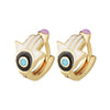 Wholesale Copper Palmshaped Hiphop Geometric Dripping Oil Earrings For Women