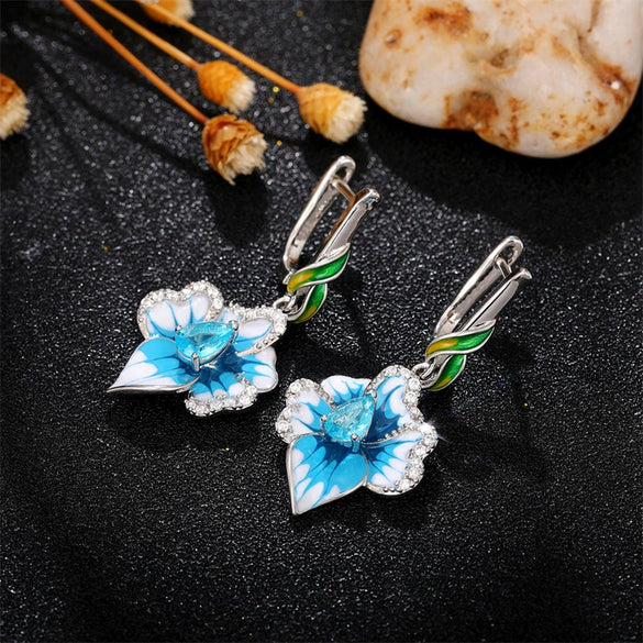 Wholesale Copper Pastoral Style Flower Shape Earrings For Women