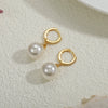Wholesale Copper Pearl Earrings Minimalist Natural Geometric Electroplating Style