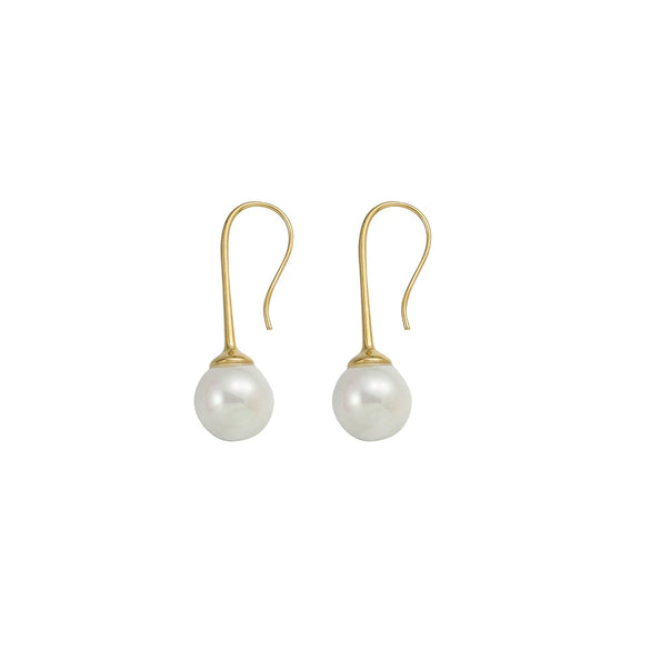 Wholesale Copper Pearl Earrings Minimalist Natural Geometric Electroplating Style
