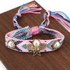Wholesale Copper Pearl Woven Bracelet With Animal Zodiac Heart Shape Micro Inlay For Women