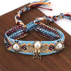 Wholesale Copper Pearl Woven Bracelet With Animal Zodiac Heart Shape Micro Inlay For Women