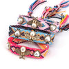 Wholesale Copper Pearl Woven Bracelet With Animal Zodiac Heart Shape Micro Inlay For Women