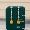 Wholesale Copper Pearshaped Dropshaped Zircon Long Tassel Women's Earrings