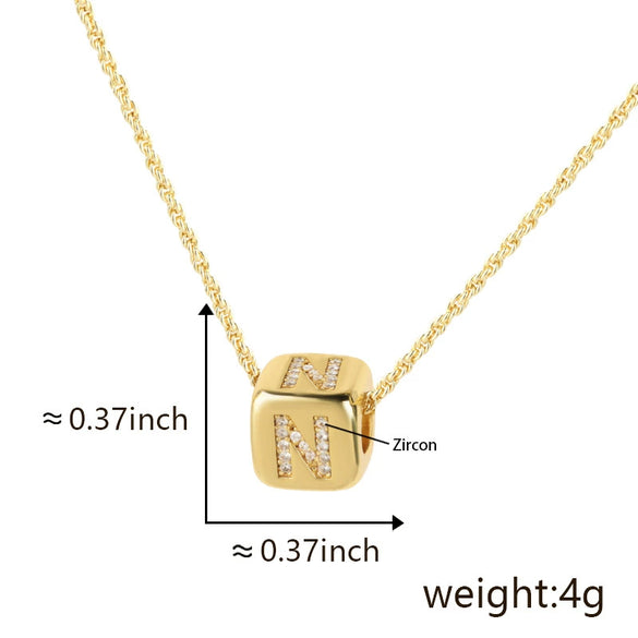 Wholesale Copper Pendant Clavicle Chain With Electroplated Inlaid Zircon And Letter Pattern