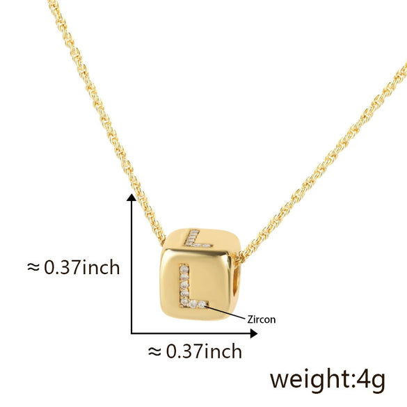 Wholesale Copper Pendant Clavicle Chain With Electroplated Inlaid Zircon And Letter Pattern