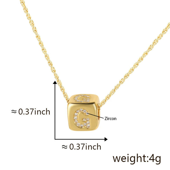 Wholesale Copper Pendant Clavicle Chain With Electroplated Inlaid Zircon And Letter Pattern