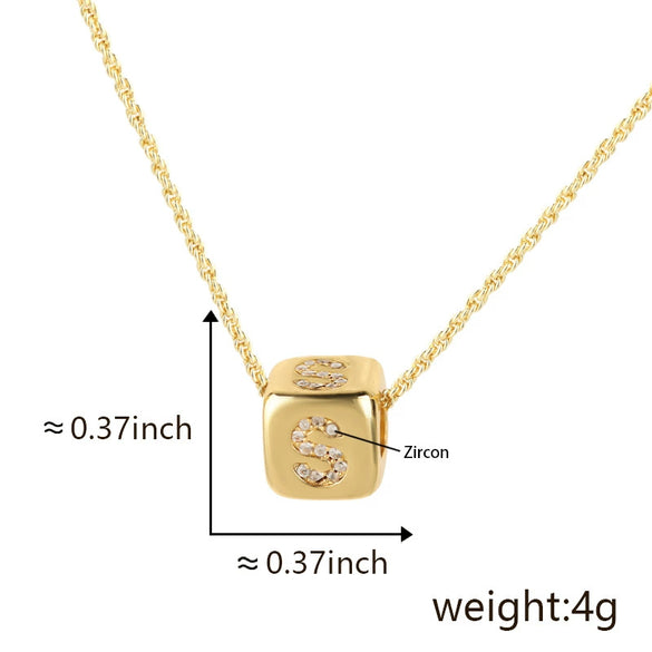 Wholesale Copper Pendant Clavicle Chain With Electroplated Inlaid Zircon And Letter Pattern