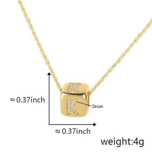 Wholesale Copper Pendant Clavicle Chain With Electroplated Inlaid Zircon And Letter Pattern