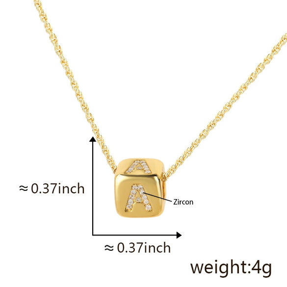 Wholesale Copper Pendant Clavicle Chain With Electroplated Inlaid Zircon And Letter Pattern