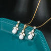 Wholesale Copper Pendant Necklace Earrings Suit With Clover And Leaf Design Electroplated Water Wave Chain For Women