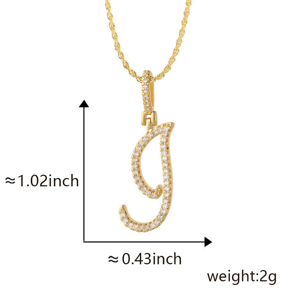 Wholesale Copper Pendant Necklace With English Letter Pattern Inlaid Zircon Electroplated Hiphop Style