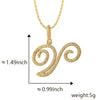 Wholesale Copper Pendant Necklace With English Letter Pattern Inlaid Zircon Electroplated Hiphop Style