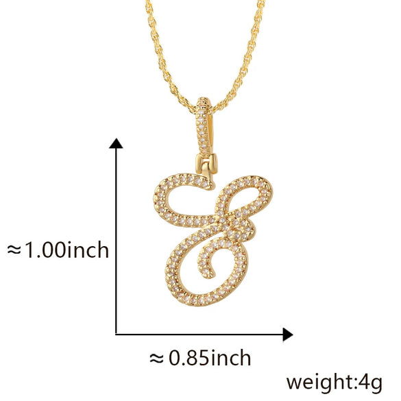 Wholesale Copper Pendant Necklace With English Letter Pattern Inlaid Zircon Electroplated Hiphop Style