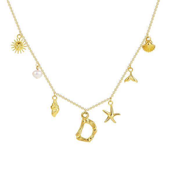 Wholesale Copper Pendant Necklace With Letter Pattern And Electroplating Treatment Oshaped Chain Vacation Style For Women