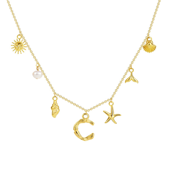 Wholesale Copper Pendant Necklace With Letter Pattern And Electroplating Treatment Oshaped Chain Vacation Style For Women