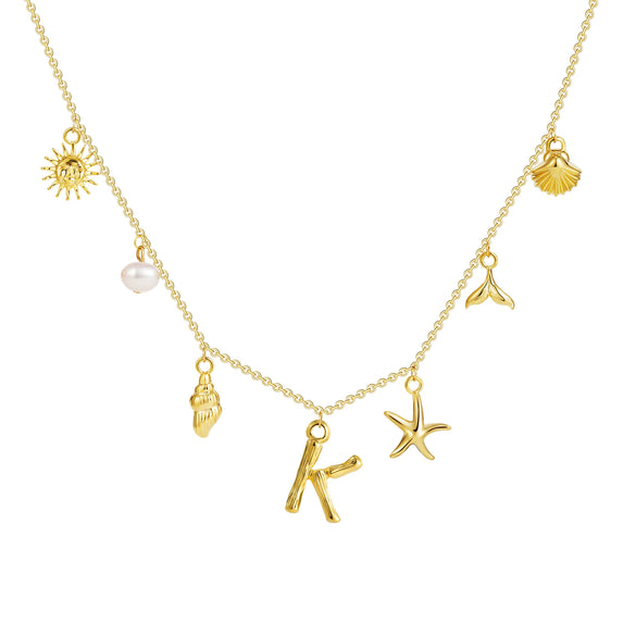 Wholesale Copper Pendant Necklace With Letter Pattern And Electroplating Treatment Oshaped Chain Vacation Style For Women