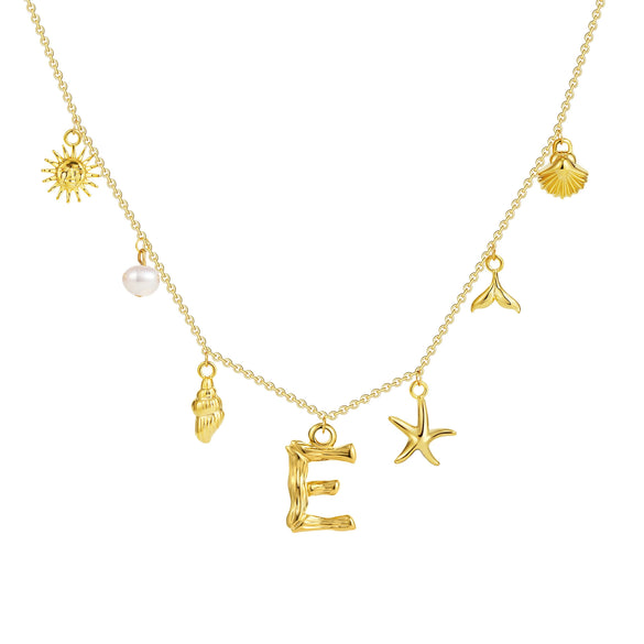 Wholesale Copper Pendant Necklace With Letter Pattern And Electroplating Treatment Oshaped Chain Vacation Style For Women