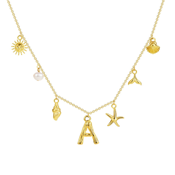 Wholesale Copper Pendant Necklace With Letter Pattern And Electroplating Treatment Oshaped Chain Vacation Style For Women