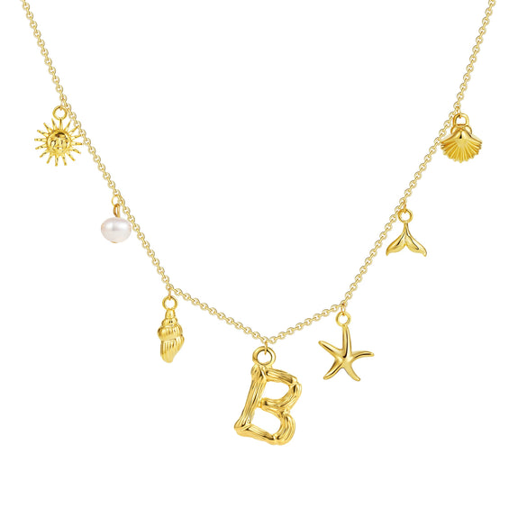 Wholesale Copper Pendant Necklace With Letter Pattern And Electroplating Treatment Oshaped Chain Vacation Style For Women