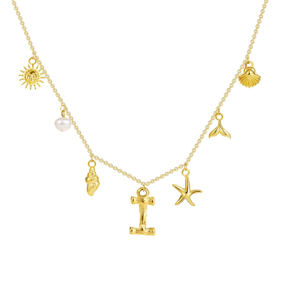 Wholesale Copper Pendant Necklace With Letter Pattern And Electroplating Treatment Oshaped Chain Vacation Style For Women
