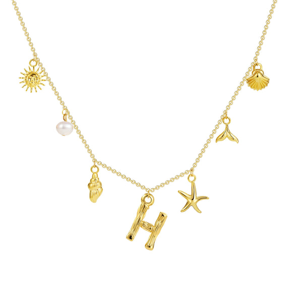 Wholesale Copper Pendant Necklace With Letter Pattern And Electroplating Treatment Oshaped Chain Vacation Style For Women